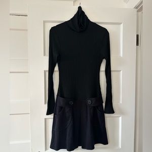 Bailey 44 Womens Long Sleeve Turtleneck Mini Dress Black Size M